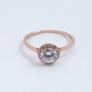 Vintage Sterling Silver Copper Coloured Engagement Ring with Large CZ! [Size 7 US]