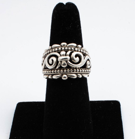 Vintage Sterling Silver Ring with Laser Cut Archi… - image 1