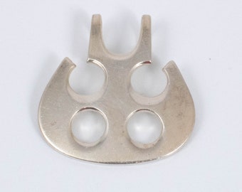 DAVID ANDERSEN Sterling Earrings Mid Century Modern Signed Contoured Wavy Fan like Drops have Raised Lines with Ball Ends.