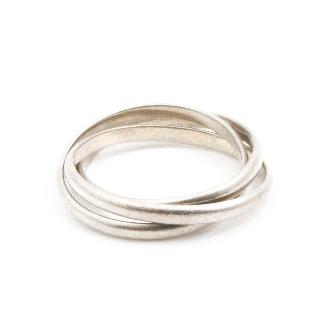 Vintage Sterling Silver Classic Three Band Interlocking Ring! [size 8 ...