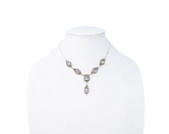 Vintage Sterling Silver Labradorite Station Necklace! [Size 16 US]