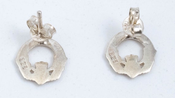 Vintage Sterling Silver Stud Claddagh Earrings! - image 2