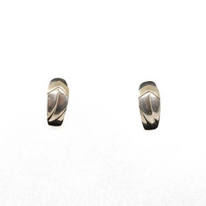 Vintage Sterling Silver Modernist Curved Northwest Aboriginal Half Hoop Earrings!