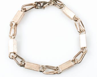 Vintage Sterling Silver Alternating Bar and Open Double Link Bracelet! [Size 6.75"]