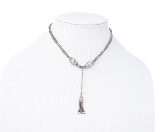 Vintage Sterling Silver Tassel Lariat Necklace! [Size 15 US]