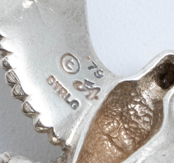 Vintage Sterling Silver Soaring Eagle Pendant Wis… - image 3