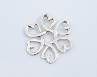 Vintage Sterling Silver Intertwined Hearts Pendant!