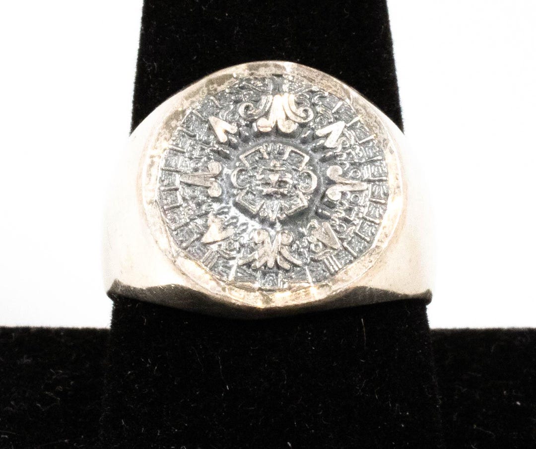 Vintage Sterling Silver Mayan/aztec Calendar Signet Ring! Made in ...
