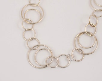 Sterling Silver Vintage Multi-Sized Ring Necklace [Size 28"]
