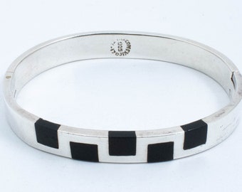 Vintage Mexico Taxco Sterling Silver 925 Brass Buckle Bracelet 7.5