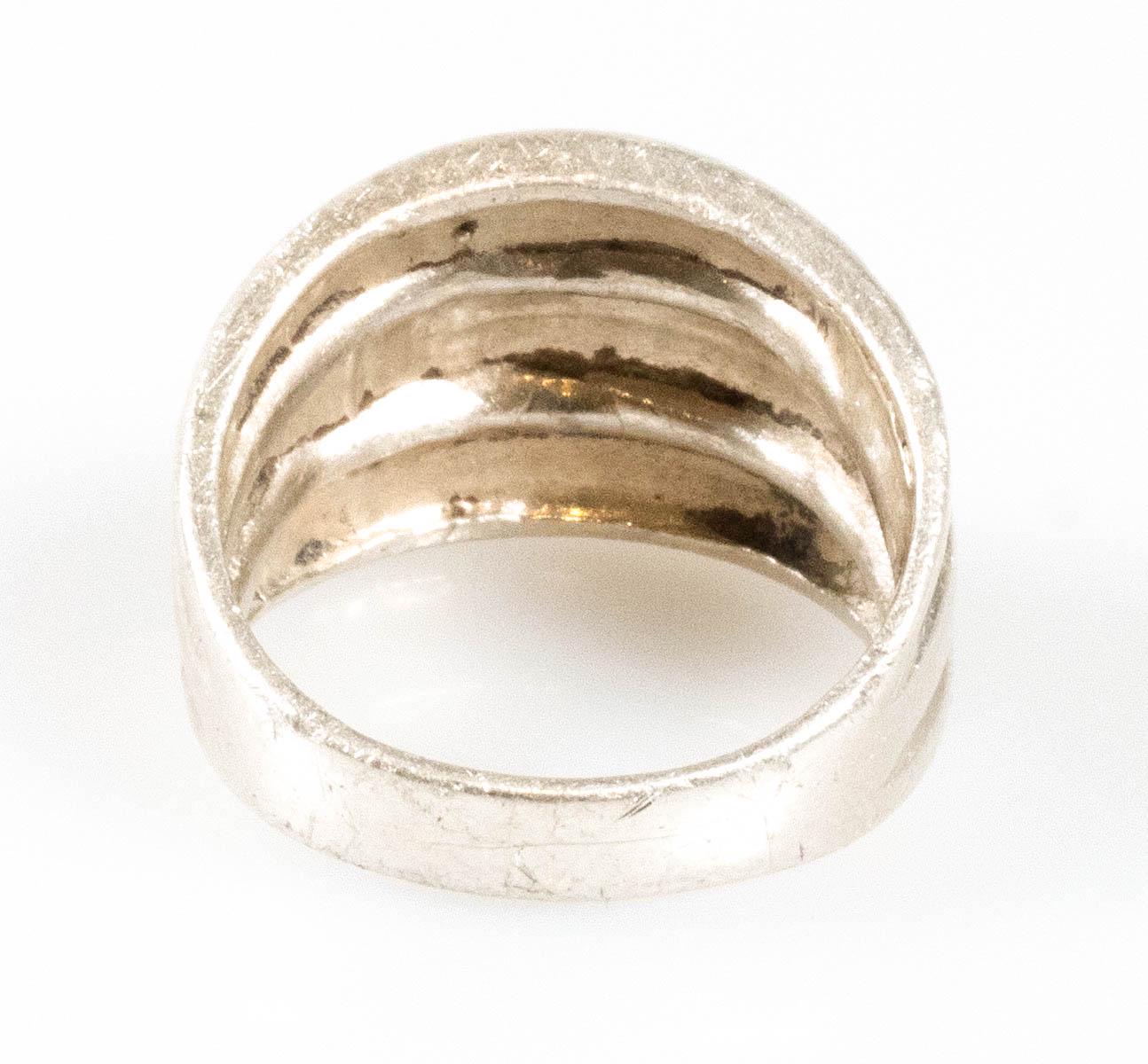 Vintage Sterling Silver Triple Ridge Dome Ring! Made in Mexico 