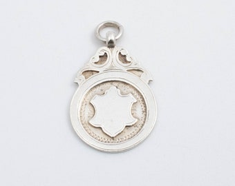 Vintage Sterling Silver Engravable Watch Fob Tag Pendant! Made in England! Hallmarked "WA"