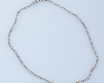 Vintage Sterling Silver Small Curb Link Anklet! [Size 9.5"]