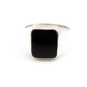 Vintage Sterling Silver Square Onyx Signet Ring! [size 8.5 US] - Etsy