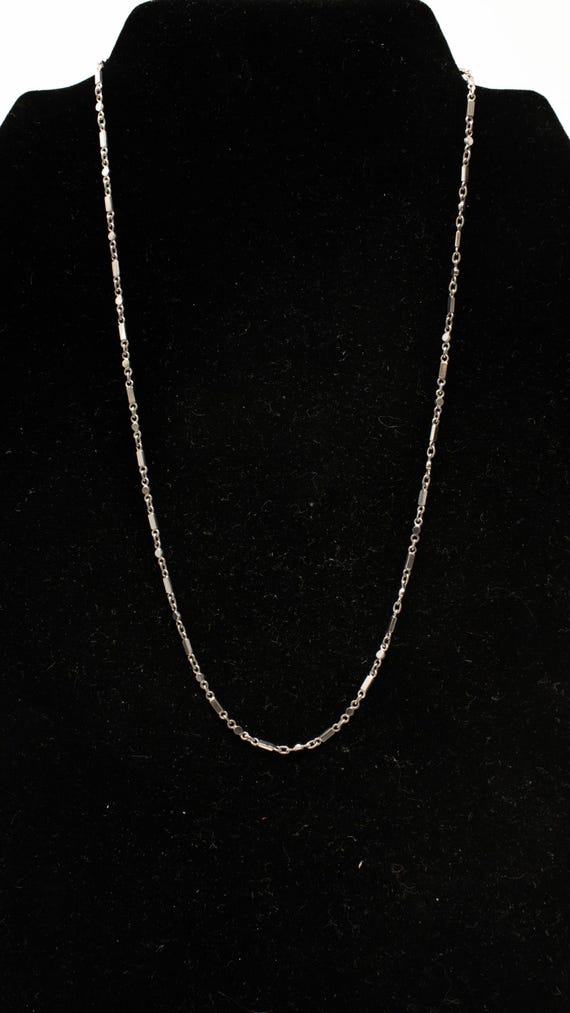 Vintage 800 Platinum Bar and Circle Link Necklace! [Size 16.5"]