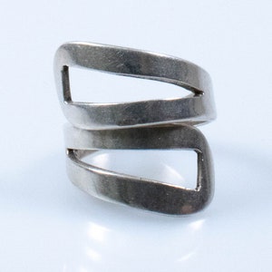 Vintage Sterling Silver Abstract Adjustable Wrap Ring! Made in Mexico! [Size 7.5 US]