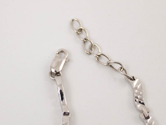 Sterling Silver Vintage Etched Wavy Links With 3 Round Cut