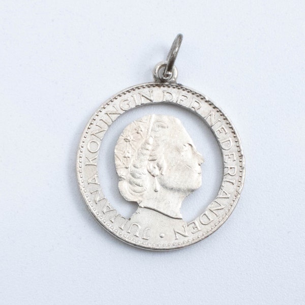 Vintage 720 Silver 1 Gulden (Guilder) Coin Pendant from The Netherlands!