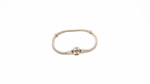 Vintage Sterling Silver Snake Chain Barrel Clasp Bracelet by
