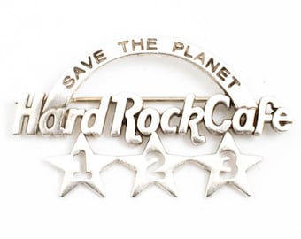Hard Rock Cafe Vintage Sterling Silver Brooch with "Save the Planet" Design