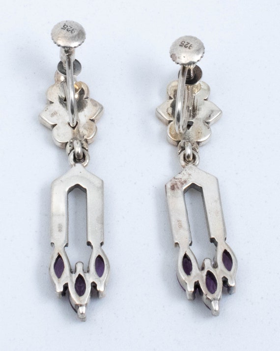 Vintage Sterling Silver Dramatic Dangle Earrings … - image 2