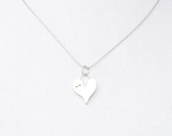 Vintage Sterling Silver Heart Pendant Necklace! [Size 16.5 US]