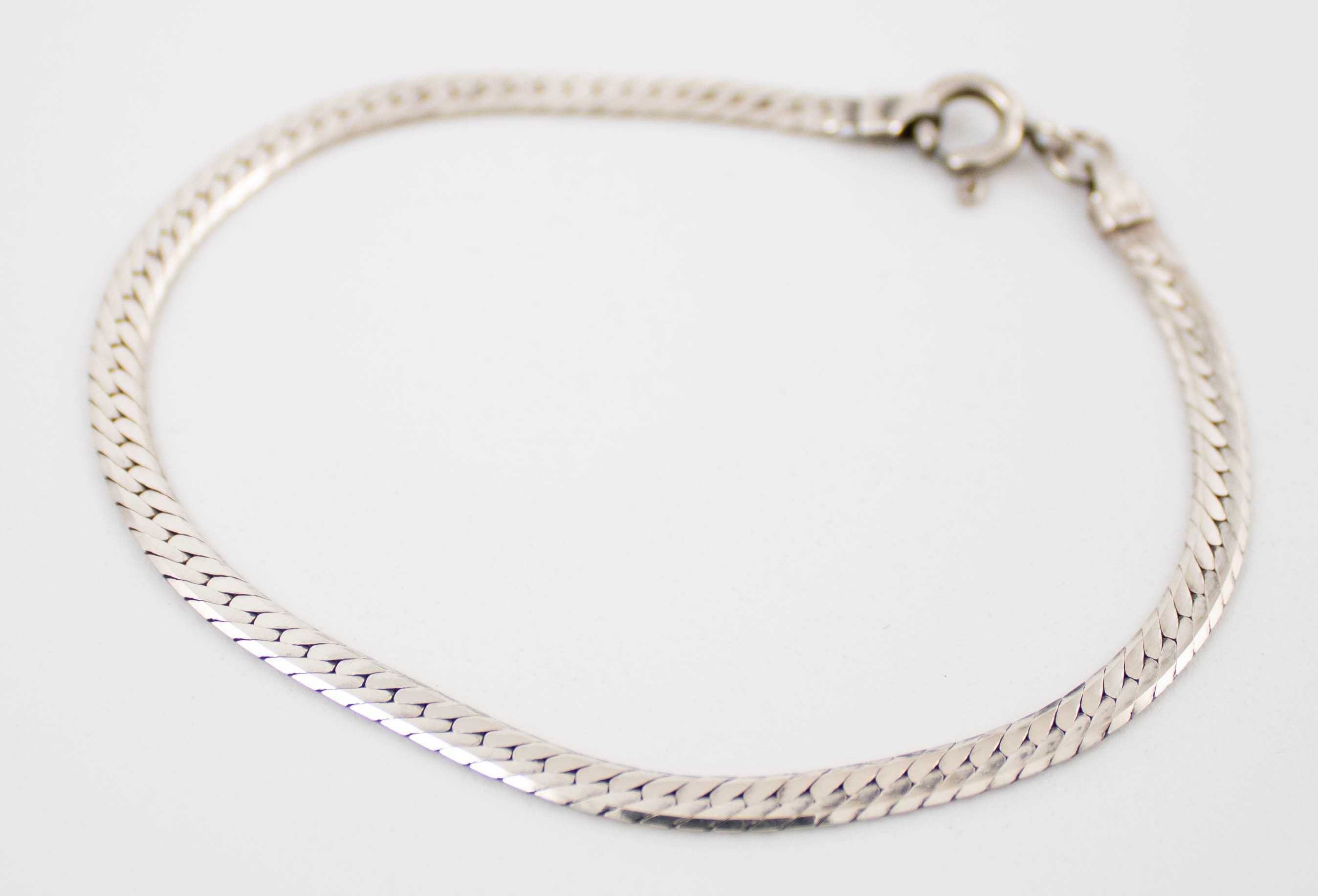 Sterling Silver Vintage Flat Snake Chain Bracelet | Etsy