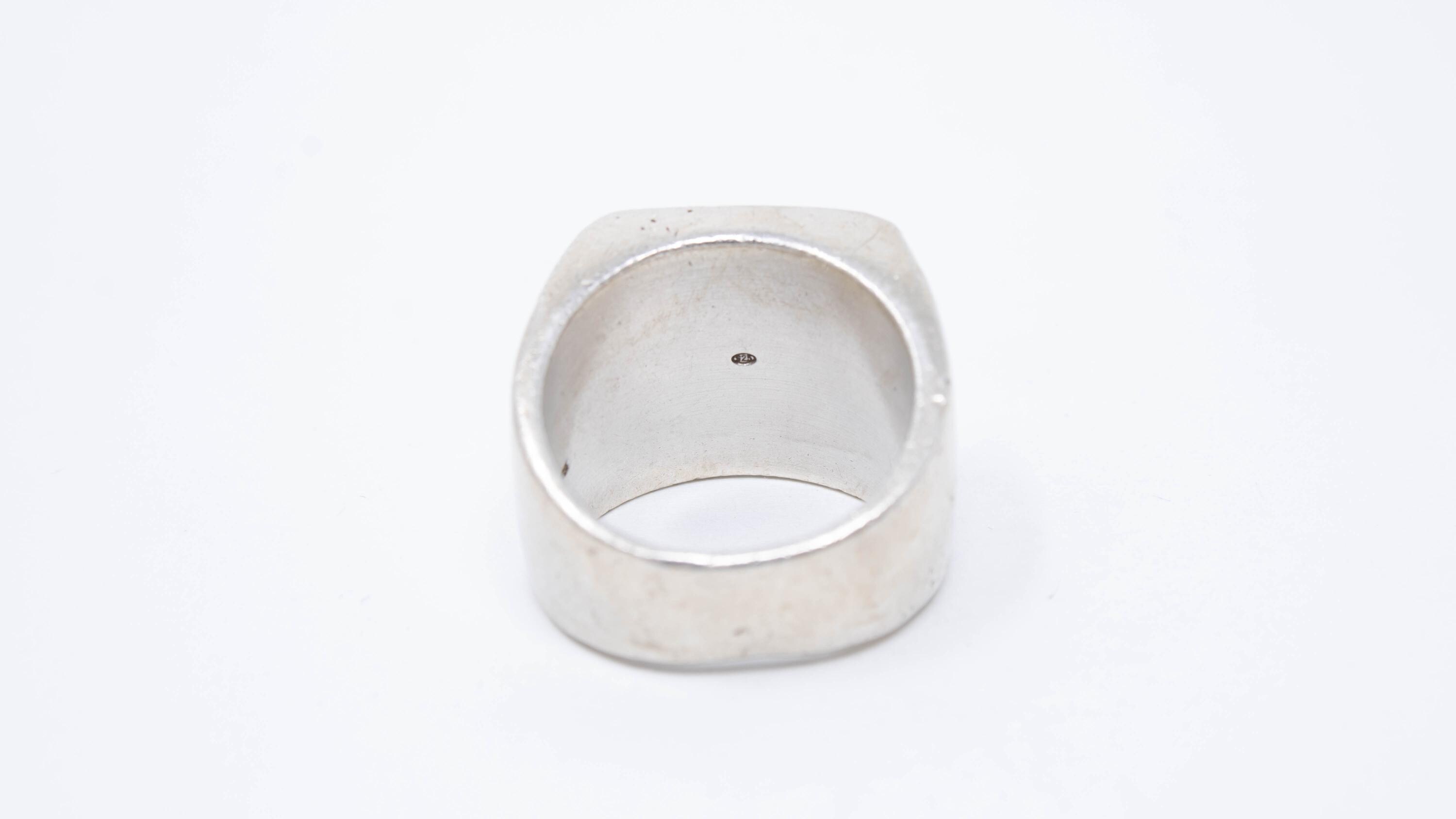 Vintage Sterling Silver Only the Brave Mohawk Logo Signet Ring by 