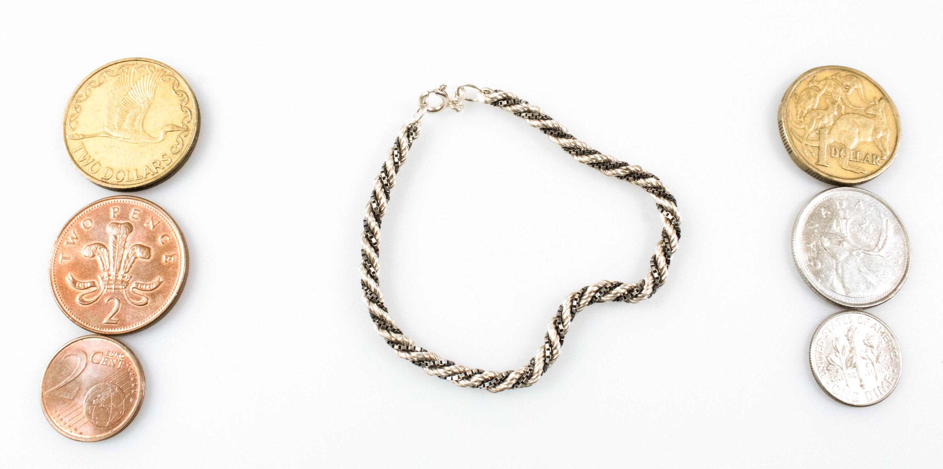 Vintage Sterling Silver Twisted Rope Bracelet! [size 6.5