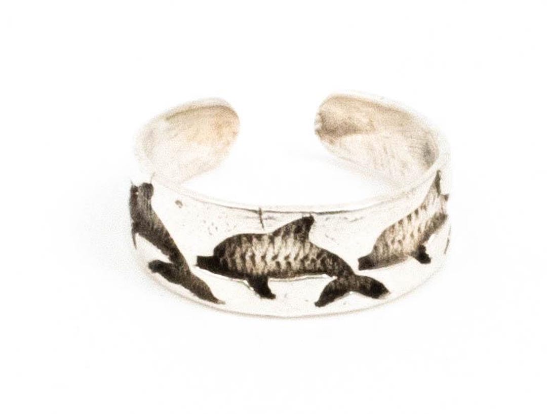 ヴィンテージ スターリングシルバー 調節可能 刻印入り ドルフィン