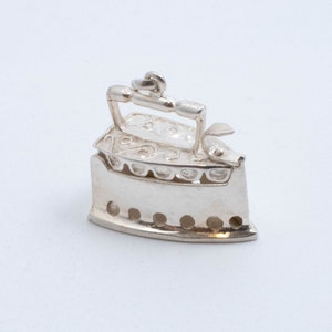 Vintage Sterling Silver Old School Iron Pendant! Articulated and so cool!
