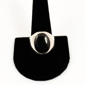 Vintage Sterling Silver Large Mexican Onyx Signet Ring! Made in Mexico! [Size 11.5 US]