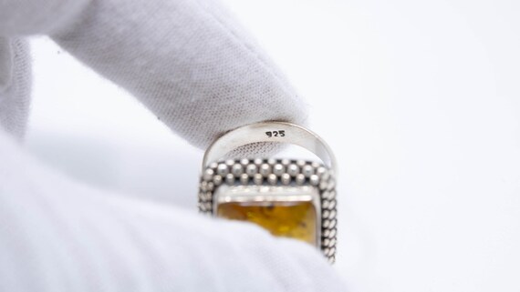 Vintage Sterling Silver Large Rectangular Beaded … - image 3