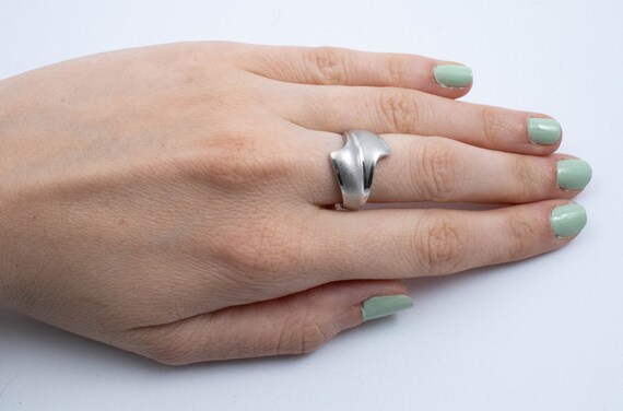Vintage Sterling Silver Split Ring Inspired Ring … - image 4