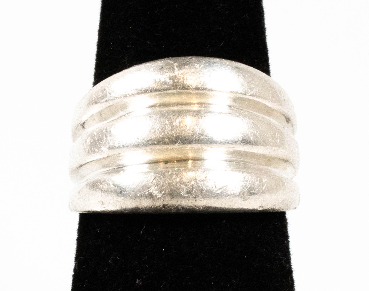 Vintage Sterling Silver Triple Ridge Dome Ring! Made in Mexico