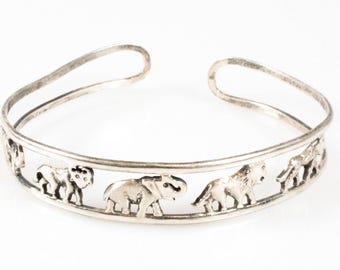 Vintage Sterling Silver African Animal Cuff! Made in Africa! [Size 6.5"]