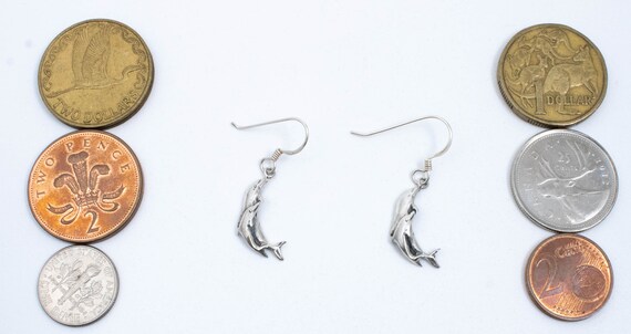 Vintage Sterling Silver Dangle Earrings With Moth… - image 3