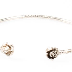 Vintage Sterling Silver Rose Cuff Bracelet! Moe&#39;s Sterling! [Size 7.75&quot;]