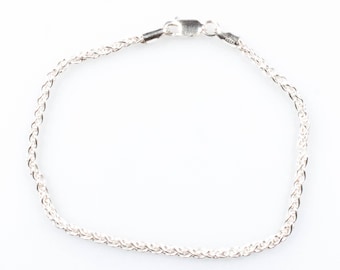 Vintage Sterling Silver Delicate Wheat Link Chain Bracelet! Made in Italy! [Size 7"]
