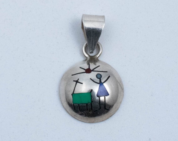 Vintage 975 Silver Pendant With Basic Figure of G… - image 1