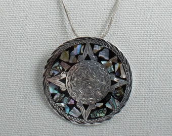 Vintage Sterling Silver Snake Chain Necklace With Aztec Pendant! Made In Jalisco Mexico [Size 26.5"]