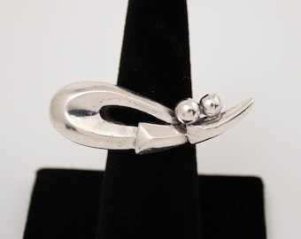 Vintage Sterling Silver Abstract Shapes with Silver Balls! [Size 7.5]