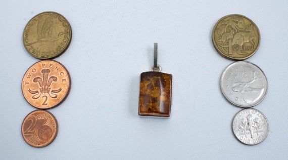 Vintage Sterling Silver Rectangular Mottled Orang… - image 4