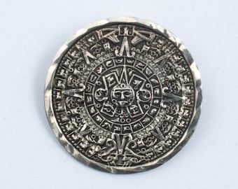 Sterling Silver Vintage Aztec/Maya Pendant/Brooch! Made in Mexico!
