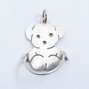 Vintage Sterling Silver Teddy Bear Pendant!