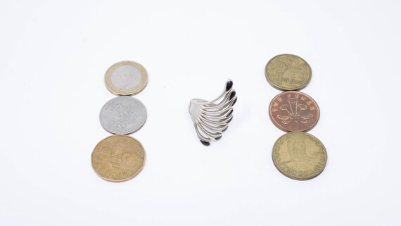 Vintage Sterling Silver Dramatically Feathered Bl… - image 4