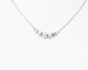 Vintage Sterling Silver Bead Station Snake Chain Necklace! [Size 17 US]