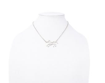Vintage Sterling Silver Running Horse Pendant Necklace! [Size 16.5 US]