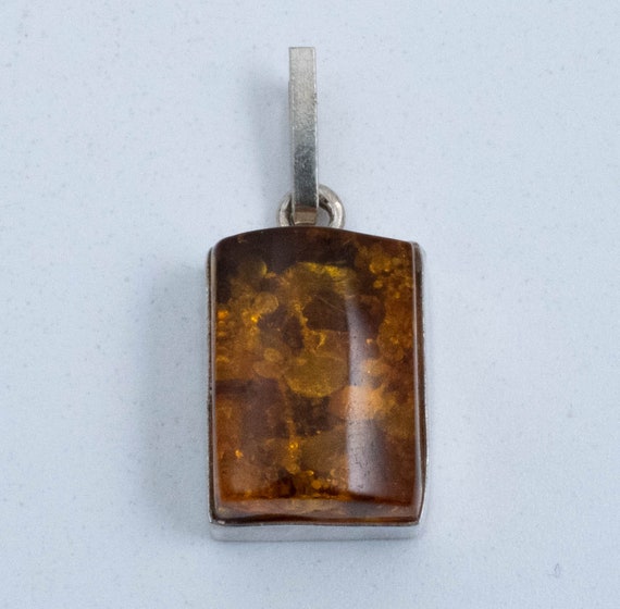 Vintage Sterling Silver Rectangular Mottled Orang… - image 1