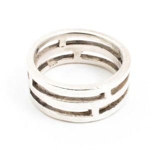 Vintage Sterling Silver Abstract Wide Cutout Band! [Size 8 US]